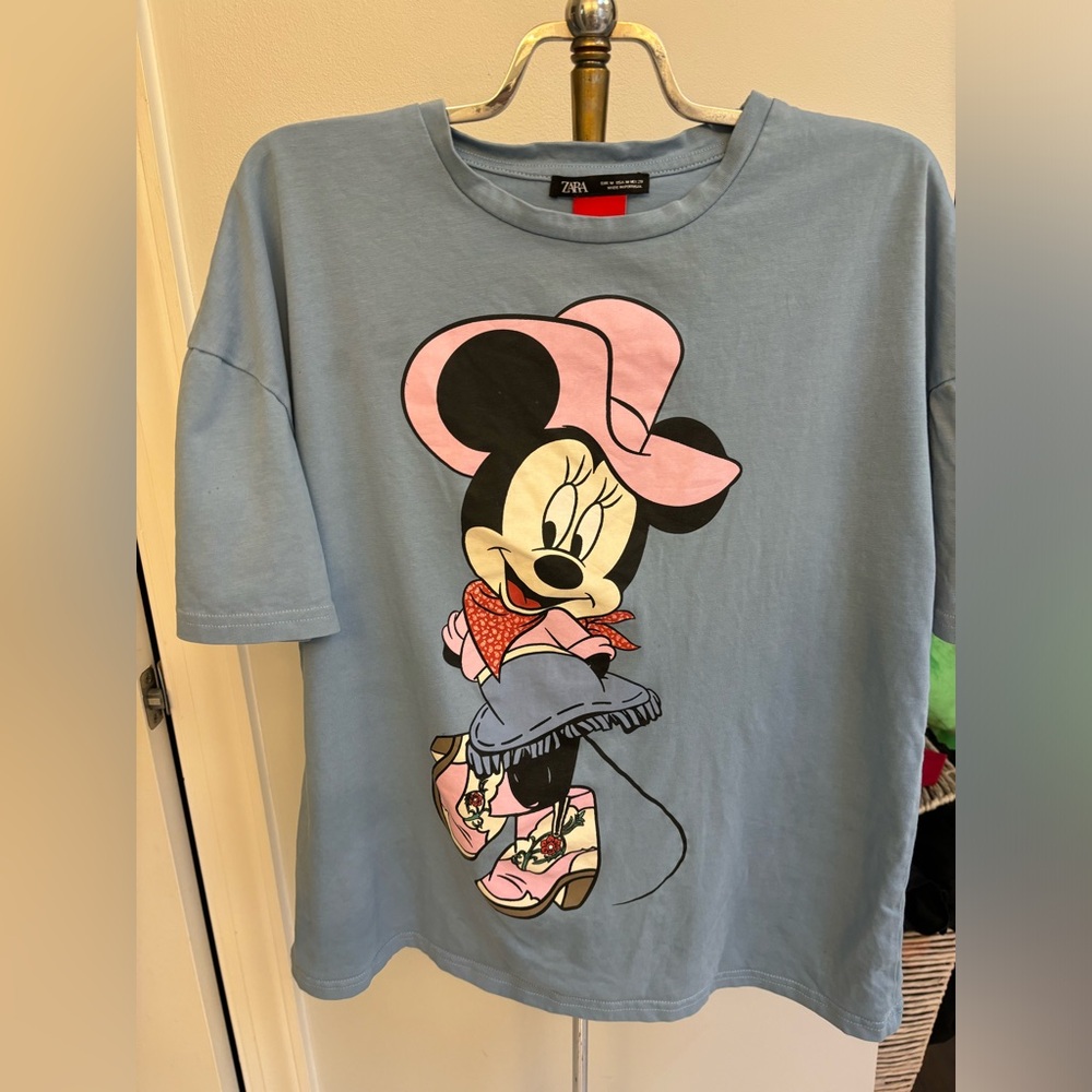 Zara Minnie cowboy top; worn once at Disney; small stain on front and arm- shown